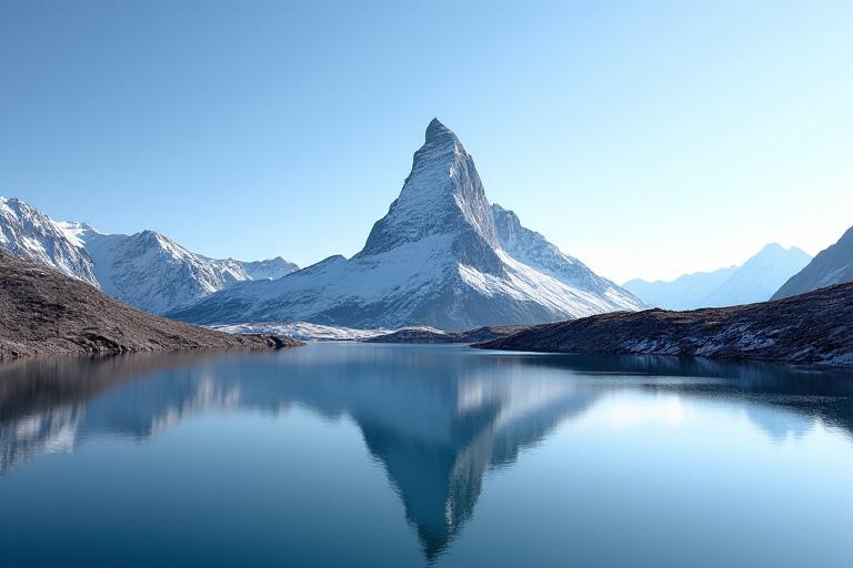 The iconic Matterhorn mountain reflected in a lake.